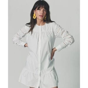 NWT Tuckernuck The Shirt Rochelle Behrens white Sz M boho MIKA DRESS EYELET